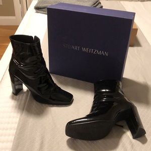 Stuart Weitzman VIGOR Black Patent Leather Boots